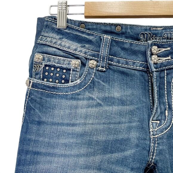 Miss Me Y2K Jeans Bling Rhinestone Angel Wing Bootcut Medium Wash JP5086 Size 29 - Picture 10 of 16